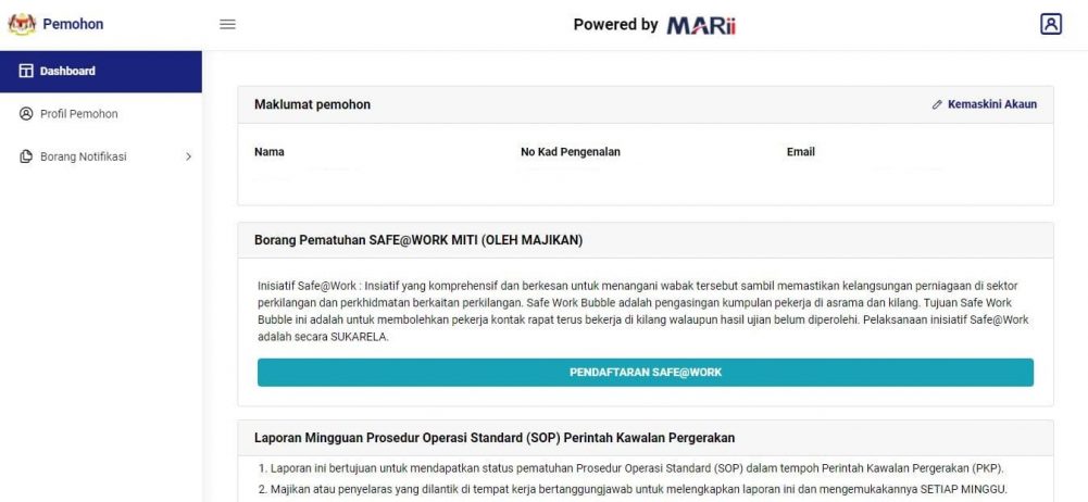 Laman Web Cara Memohon Surat Miti